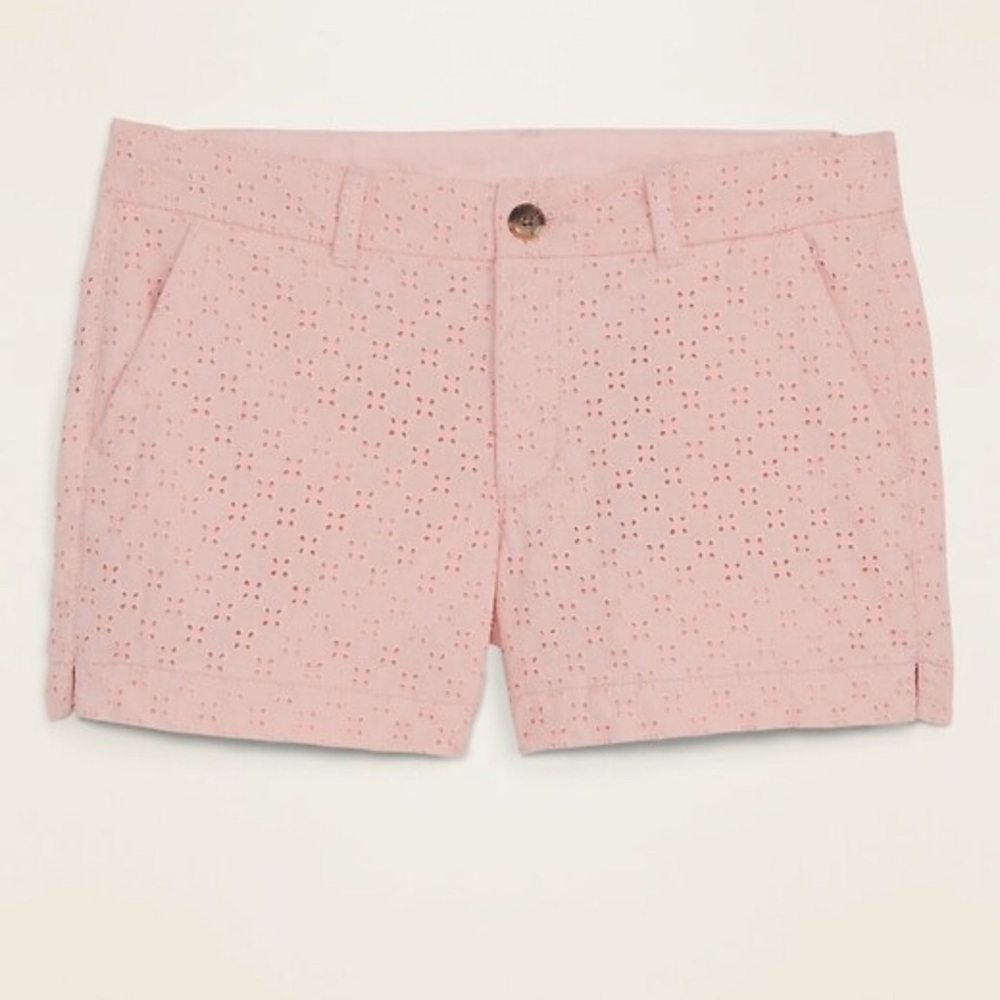 OLD NAVY BLUSH PINK EYELET MID-RISE EVERYDAY SHORTS SIZE 2